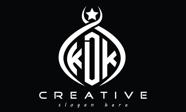 KDK three letters monogram curved oval initial logo design, geometric minimalist modern creative logo, vector template