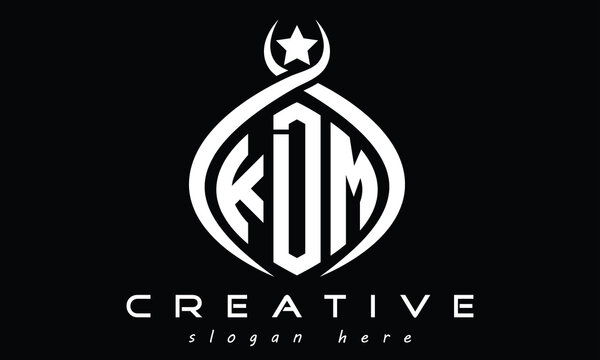 KDM three letters monogram curved oval initial logo design, geometric minimalist modern creative logo, vector template