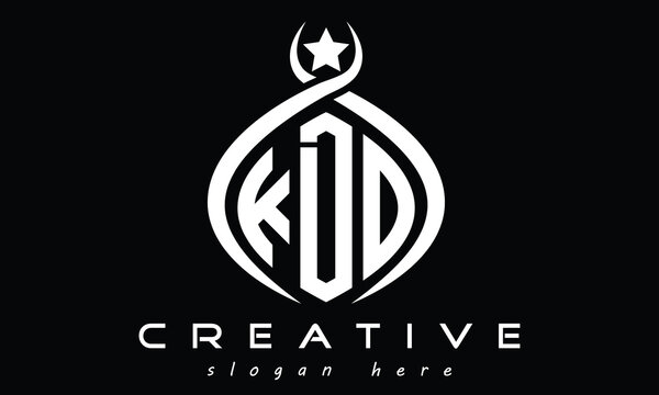 KDO three letters monogram curved oval initial logo design, geometric minimalist modern creative logo, vector template
