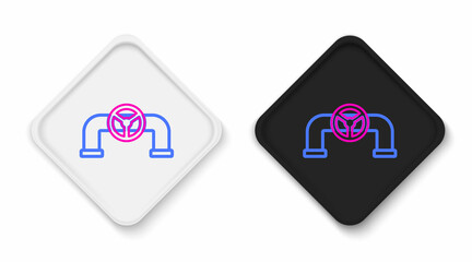 Line Oil pipe with valve icon isolated on white background. Colorful outline concept. Vector