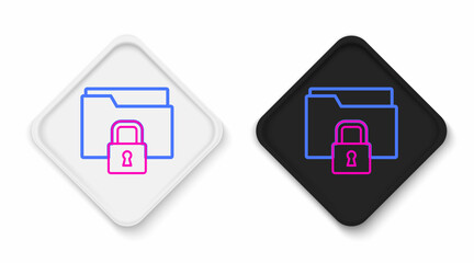 Line Folder and lock icon isolated on white background. Closed folder and padlock. Security, safety, protection concept. Colorful outline concept. Vector