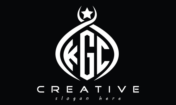 KGC three letters monogram curved oval initial logo design, geometric minimalist modern creative logo, vector template