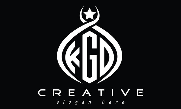 KGO three letters monogram curved oval initial logo design, geometric minimalist modern creative logo, vector template