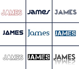 Name James writing vector elements design