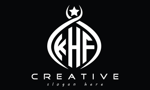 KHF three letters monogram curved oval initial logo design, geometric minimalist modern creative logo, vector template