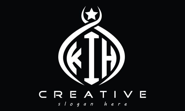 KIH three letters monogram curved oval initial logo design, geometric minimalist modern creative logo, vector template