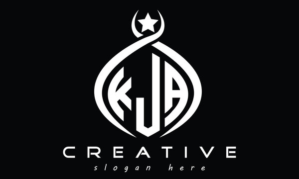 KJA three letters monogram curved oval initial logo design, geometric minimalist modern creative logo, vector template