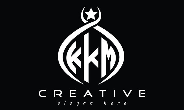 KKM three letters monogram curved oval initial logo design, geometric minimalist modern creative logo, vector template