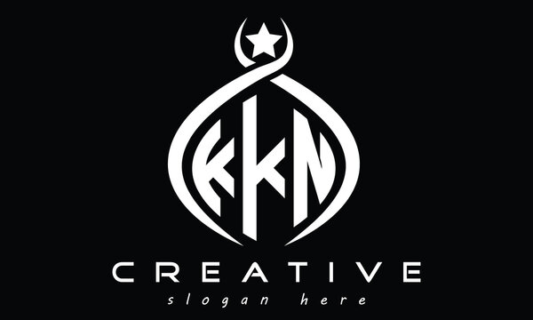 KKN three letters monogram curved oval initial logo design, geometric minimalist modern creative logo, vector template