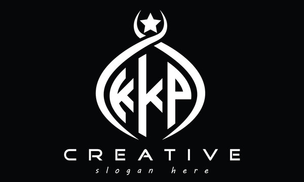 KKP three letters monogram curved oval initial logo design, geometric minimalist modern creative logo, vector template