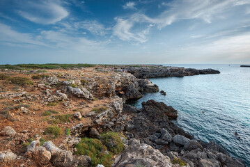 Fototapeta na wymiar Views of Cala de la Olla, in the municipality of Sant Lluis, Menorca, Spain