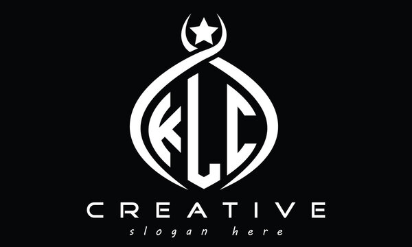 KLC three letters monogram curved oval initial logo design, geometric minimalist modern creative logo, vector template