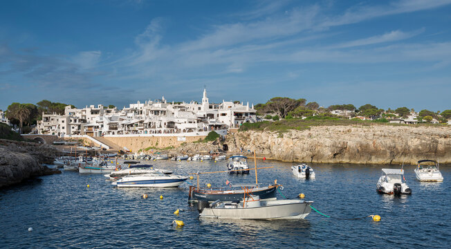 Marina of Binibeca Vell, a small town in de municipality of Sant Lluis, Menorca, Spain