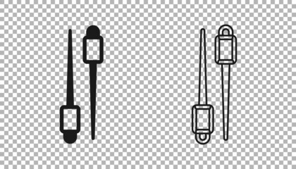 Black Food chopsticks icon isolated on transparent background. Wooden Korean sticks for Asian dishes. Oriental utensils. Vector