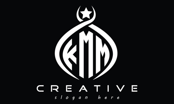 KMM three letters monogram curved oval initial logo design, geometric minimalist modern creative logo, vector template