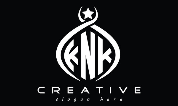 KNK three letters monogram curved oval initial logo design, geometric minimalist modern creative logo, vector template