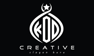 KOO three letters monogram curved oval initial logo design, geometric minimalist modern creative logo, vector template