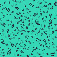 Black Trumpet icon isolated seamless pattern on green background. Musical instrument. Vector
