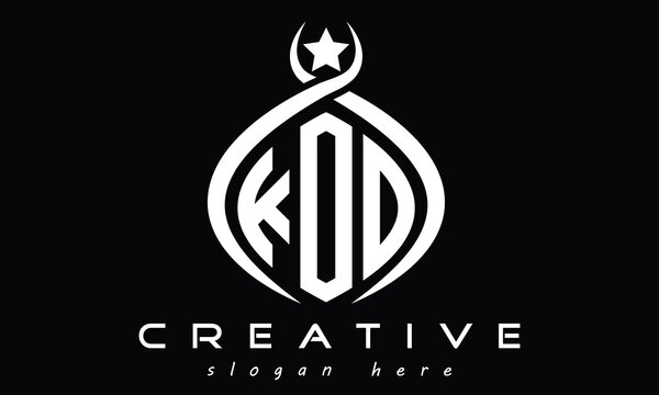 KOO three letters monogram curved oval initial logo design, geometric minimalist modern creative logo, vector template
