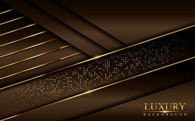 Abstract Luxury Dark Brown Background Combined with Golden Element.
