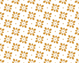 Flower geometric pattern. Seamless vector background. White and gold ornament