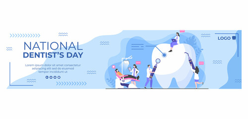 Dentist Day Banner Template Flat Dental Design Illustration Editable of Square Background Suitable for Social media or Web Internet Ads