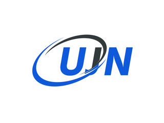 UJN letter creative modern elegant swoosh logo design