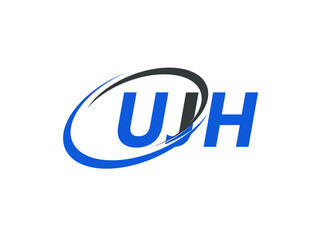 UJH letter creative modern elegant swoosh logo design