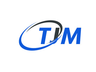 TJM letter creative modern elegant swoosh logo design