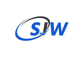 SJW letter creative modern elegant swoosh logo design