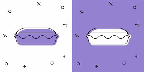 Set Homemade pie icon isolated on white and purple background. Vector