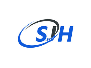 SJH letter creative modern elegant swoosh logo design