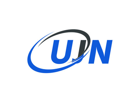 UJN letter creative modern elegant swoosh logo design