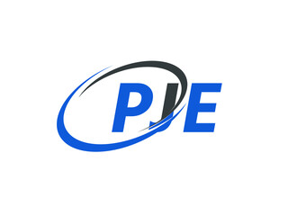 PJE letter creative modern elegant swoosh logo design