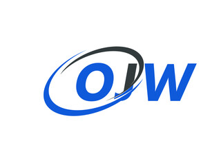 OJW letter creative modern elegant swoosh logo design