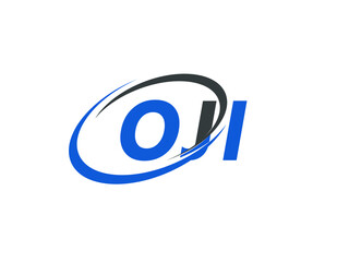 OJI letter creative modern elegant swoosh logo design