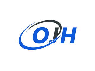 OJH letter creative modern elegant swoosh logo design