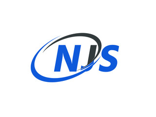 NJS letter creative modern elegant swoosh logo design