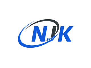 NJK letter creative modern elegant swoosh logo design