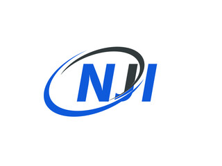 NJI letter creative modern elegant swoosh logo design