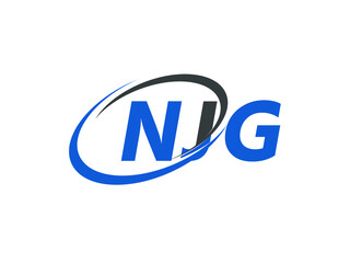 NJG letter creative modern elegant swoosh logo design