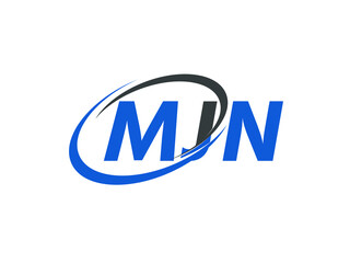 MJN letter creative modern elegant swoosh logo design