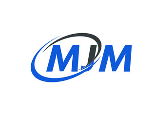 MJM letter creative modern elegant swoosh logo design