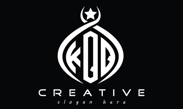 KQQ three letters monogram curved oval initial logo design, geometric minimalist modern creative logo, vector template