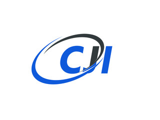 CJI letter creative modern elegant swoosh logo design