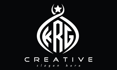 KRG three letters monogram curved oval initial logo design, geometric minimalist modern creative logo, vector template