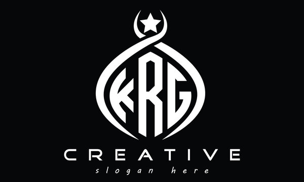 KRG three letters monogram curved oval initial logo design, geometric minimalist modern creative logo, vector template