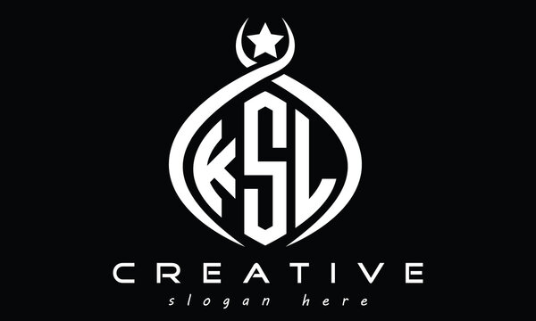 KSL three letters monogram curved oval initial logo design, geometric minimalist modern creative logo, vector template