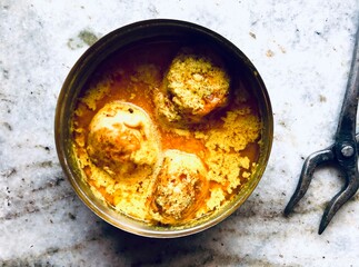 bengali dish; food from India; mustard curry with eggs; 