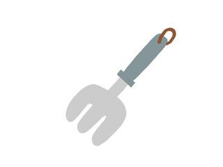 かわいいガーデニングの青色の熊手／手描きイラスト